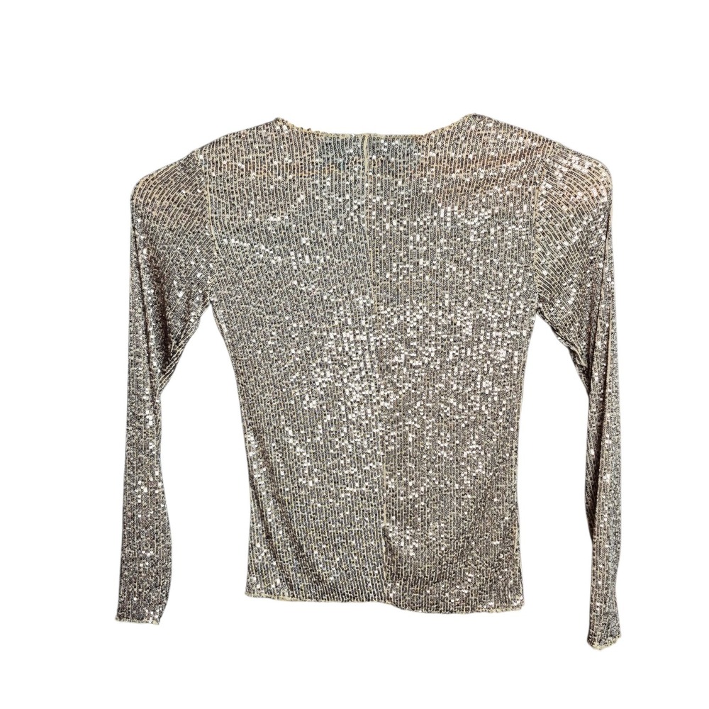Free People Intimately‎ Women's Medium Gold Sequin Long Sleeve Top NWT - Picture 3 of 7